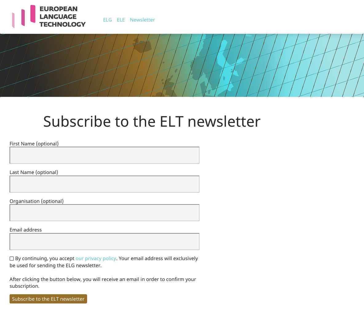 ELT newsletter page screenshot